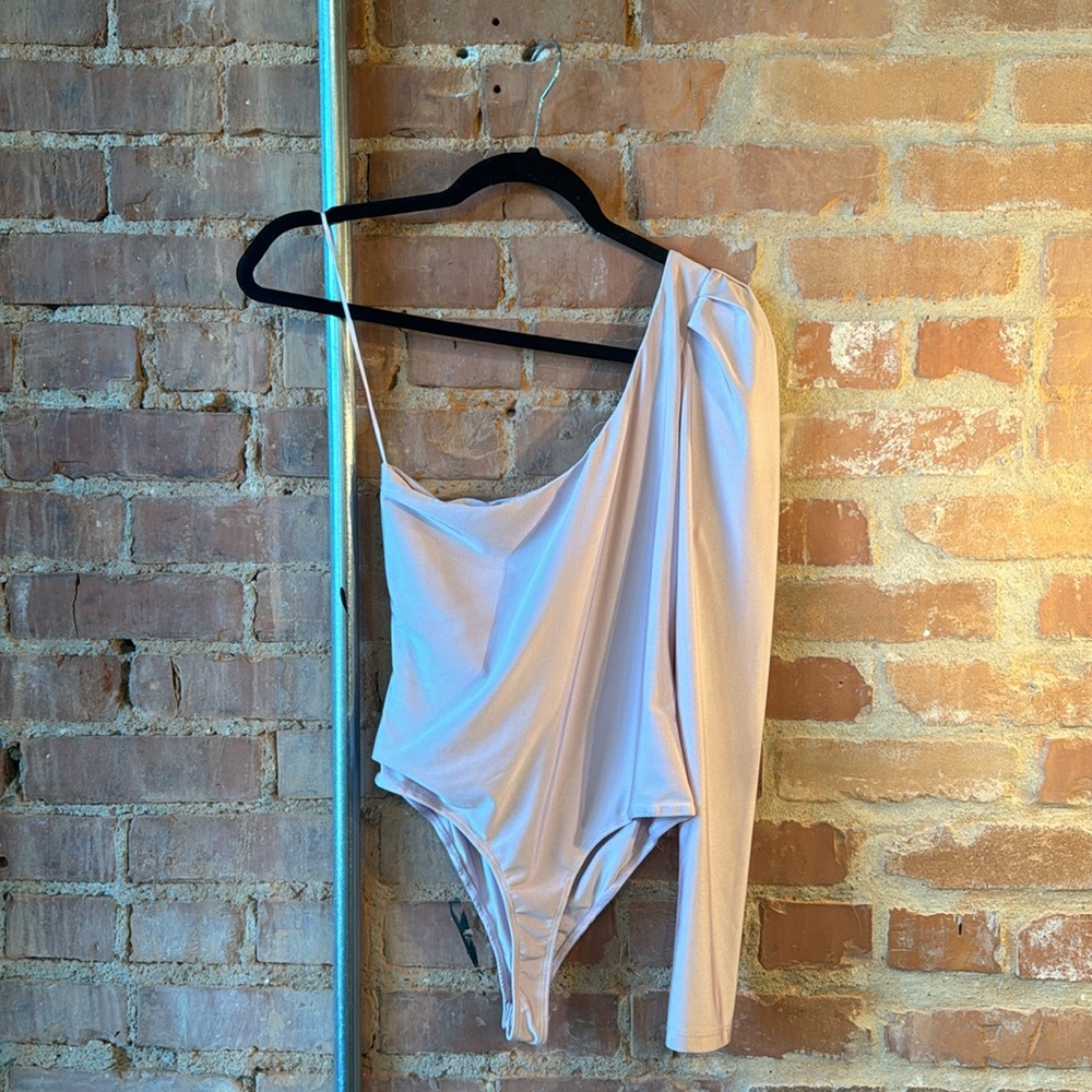 Pink One Shoulder Bodysuit - Picture 2 of 3